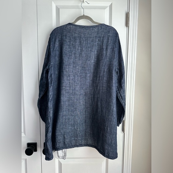 FLAX Women’s Linen Encore Reversible Jacket Navy Lava Size Medium - Picture 5 of 14